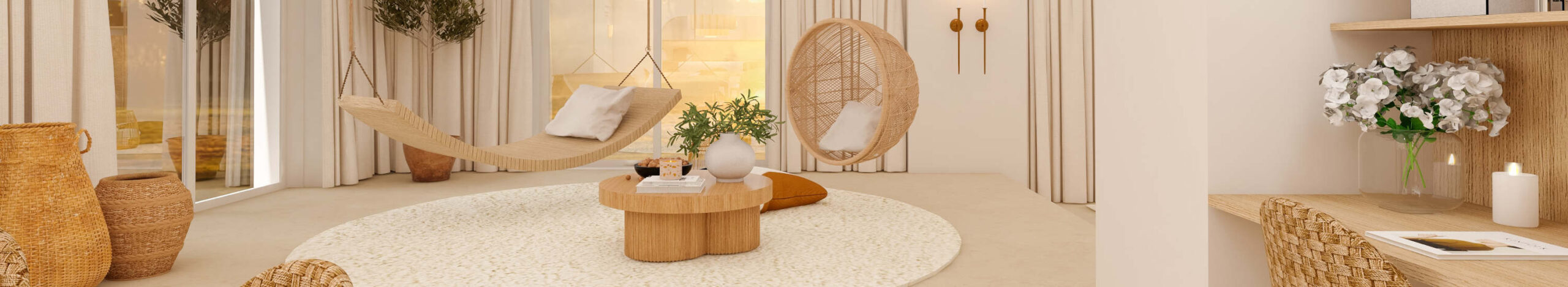 hamac et fauteuil suspendu dans salon