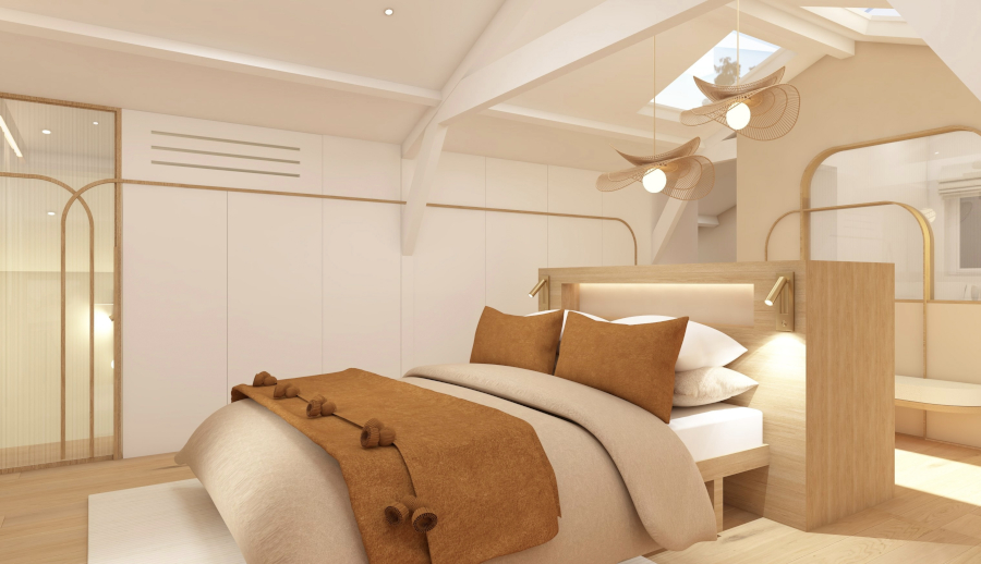 suite parentale toulouse avec verrière tete de lit centrale dressing sur mesure